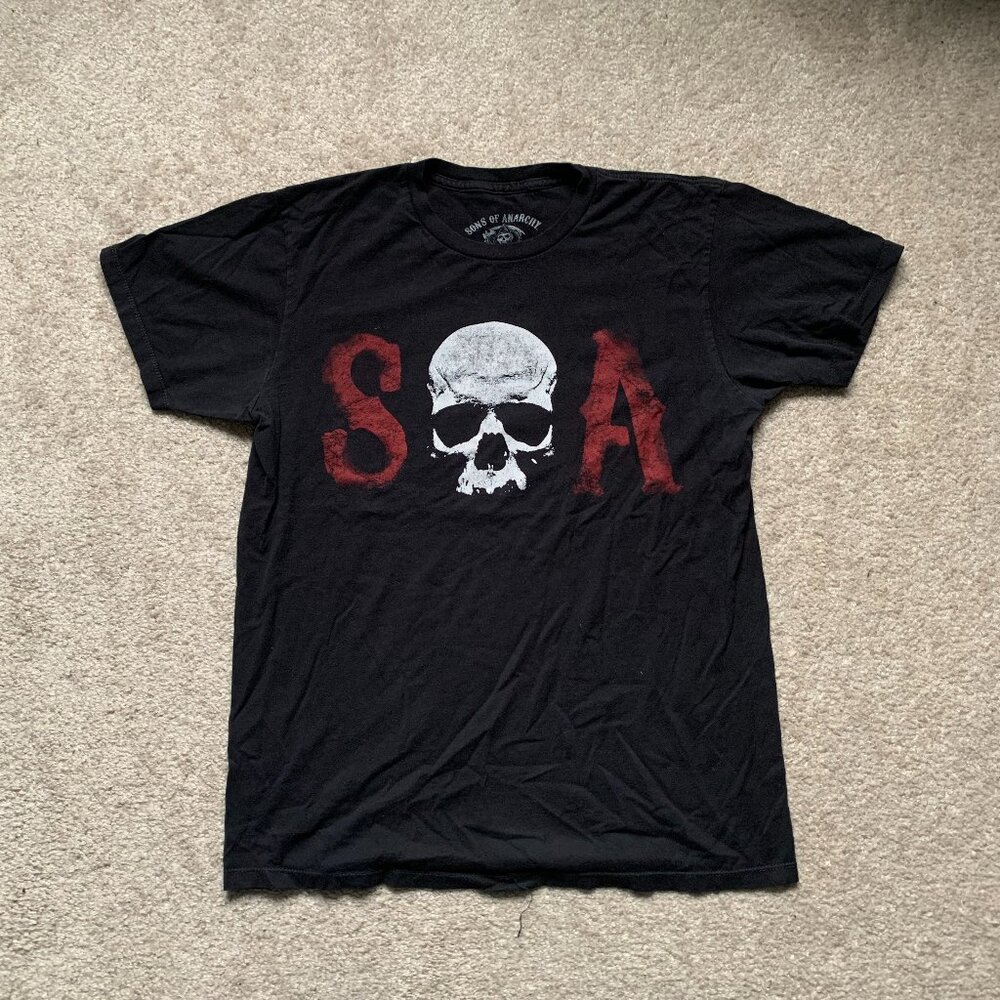 Sons of Anarchy Black Red Skull Tee Emo Mall Goth